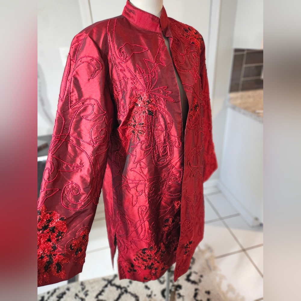 VTG 80S! Tunique Nights Silk Jacket XL